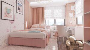 màu hồng phấn phòng ngủ