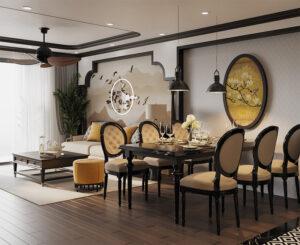 bàn ăn decor kiểu Indochine