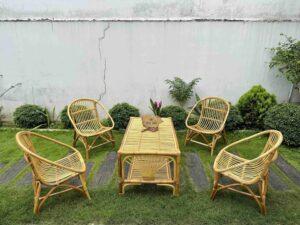 bàn ghế mây tre decor