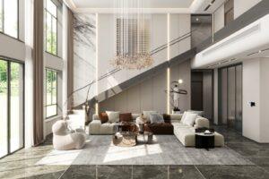 decor phòng khách 2 mặt tiền