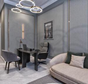 decor phòng khách kết hợp làm việc