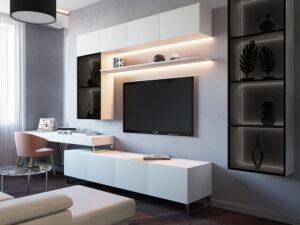 decor phòng khách kết hợp làm việc