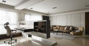 decor phòng khách kết hợp làm việc