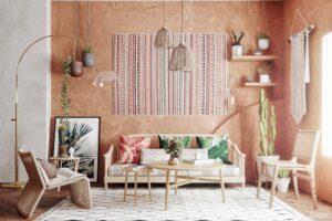 decor phòng khách kiểu Boho