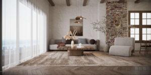 decor phòng khách kiểu rustic