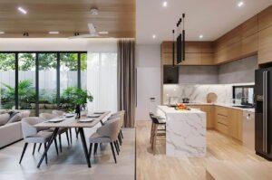 decor phòng khách liền bếp