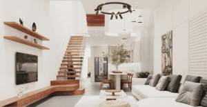 decor phòng khách liền bếp