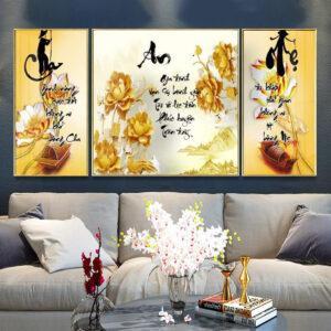tranh thư pháp decor phòng khách