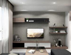 tủ trang trí treo tường phòng khách
