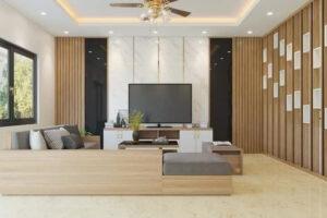 tường ốp gỗ decor