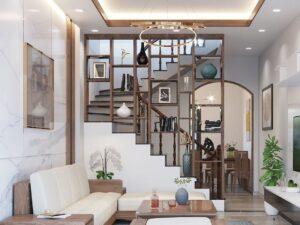 vách gỗ trang trí phòng khách